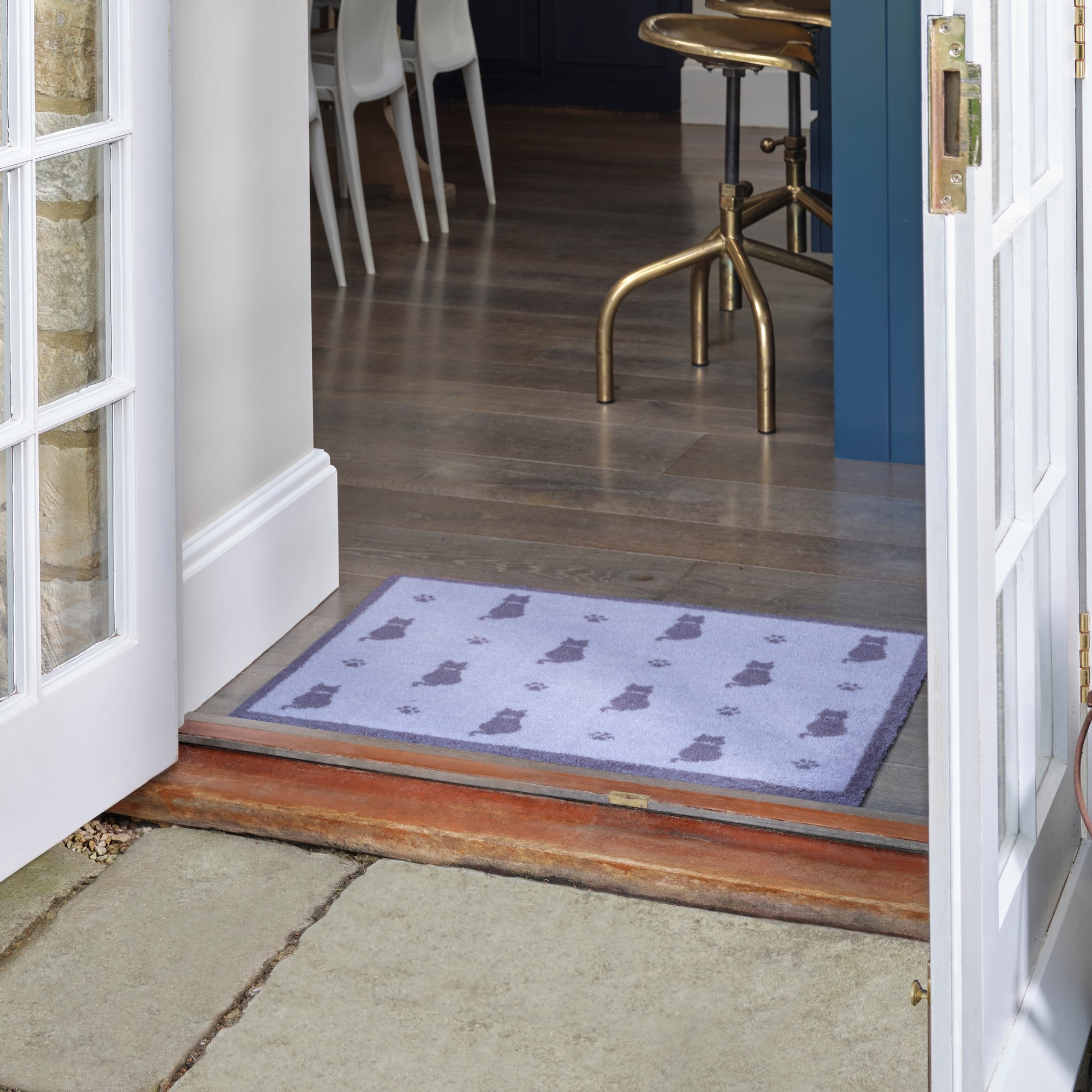 Cats And Paws Doormat Washable Doormats In Grey